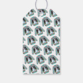 Niedlicher Schneemann im Ugly Christmas Sweater Geschenkanhänger (Rückseite)