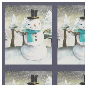Niedlicher Schneemann im Winter Weihnachtsgeschmac Stoff