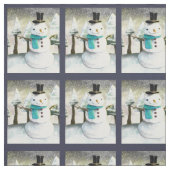 Niedlicher Schneemann im Winter Weihnachtsgeschmac Stoff (Muster)