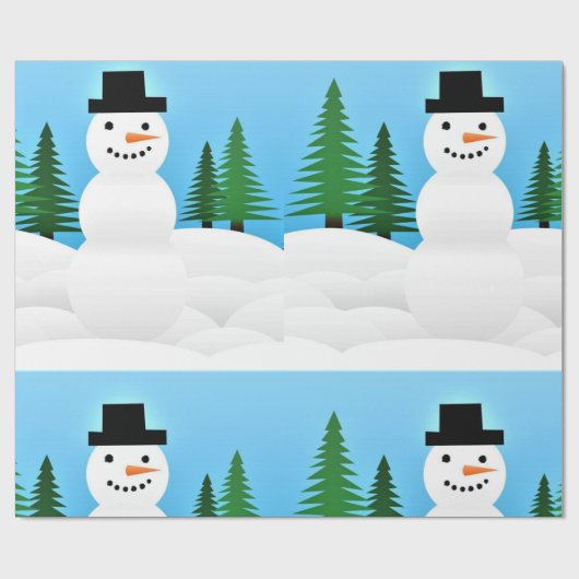 Niedlicher Schneemann im Winterwunderland Geschenkpapier (Flach)