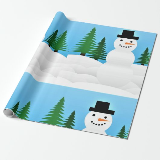 Niedlicher Schneemann im Winterwunderland Geschenkpapier (Ungerollt)