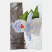 Niedlicher Schneemann in Blue Hat Geschirrtuch (Vertikal)