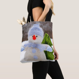 Niedlicher Schneemann in Blue Hat Tasche