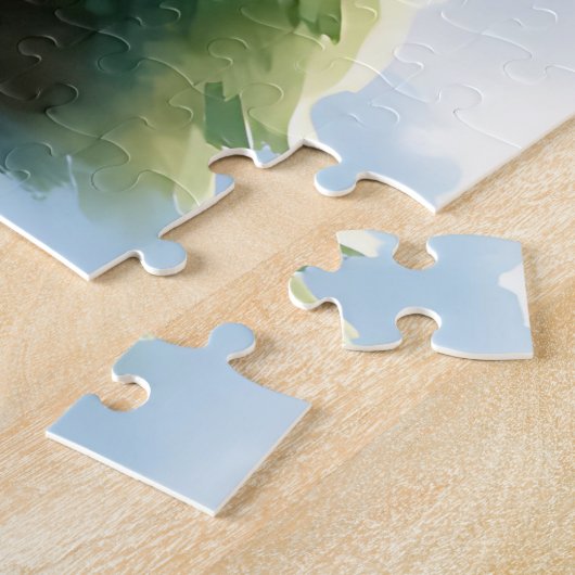 Niedlicher Schneemann in den Vorstädten Weihnachte Puzzle (Seite)