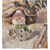 Niedlicher Schneemann in der Schneewasserfarbe Duschvorhang (Vorderseite)