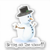 Niedlicher Schneemann in der Wasserflasche Aufkleber (Vorderseite)