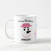 Niedlicher Schneemann in einem Boaterhut. Frohe We Kaffeetasse (Links)