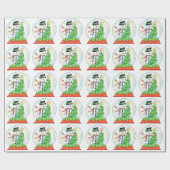 Niedlicher Schneemann in einem Schneeglobe mit Wei Geschenkpapier (Flach)