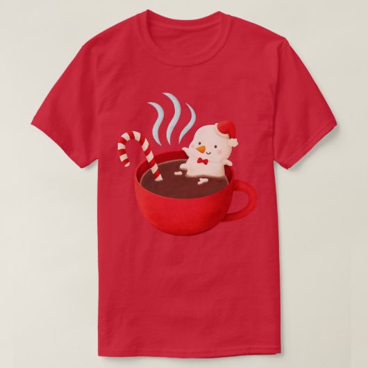 Niedlicher Schneemann in heißer Schokolade T-Shirt (Design vorne)