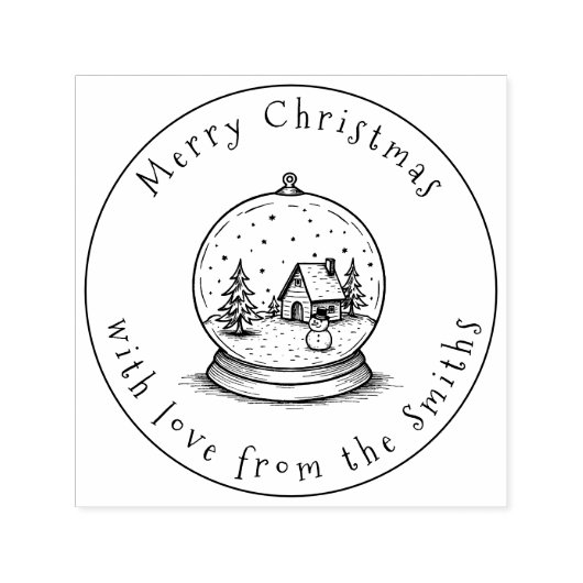 Niedlicher Schneemann in Snow Globe Frohe Weihnach Permastempel (Design)