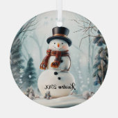 Niedlicher Schneemann in Snowglobe Ornament Aus Glas (Rückseite)