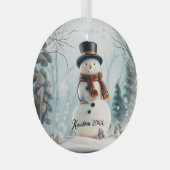 Niedlicher Schneemann in Snowglobe Ornament Aus Glas (Vorderseite Rechts)
