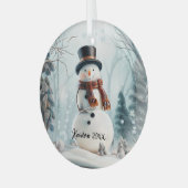 Niedlicher Schneemann in Snowglobe Ornament Aus Glas (Vorderseite links)