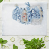 Niedlicher Schneemann in Winterfotografie Weihnach Geschirrtuch (Gefaltet)