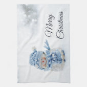 Niedlicher Schneemann in Winterfotografie Weihnach Geschirrtuch (Vertikal)