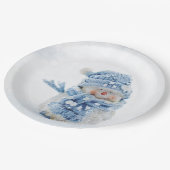 Niedlicher Schneemann in Winterfotografie Weihnach Pappteller (Schrägansicht)