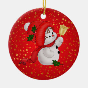 Niedlicher Schneemann Keramik Ornament