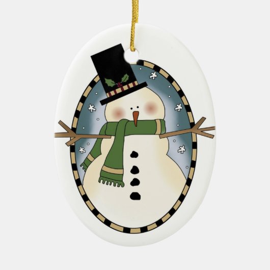 Niedlicher Schneemann Keramik Ornament (Vorne)