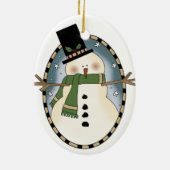 Niedlicher Schneemann Keramik Ornament (Hinten)