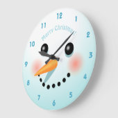 Niedlicher Schneemann-Kopf mit rosigen Wangen Runde Wanduhr (Winkel)