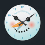 Niedlicher Schneemann-Kopf mit rosigen Wangen Runde Wanduhr<br><div class="desc">Stellen Sie sich diese coole Wanduhr in Form eines Schneemanns vor,  um jemanden zu überraschen,  der in dieser Weihnachtszeit ein wirklich niedliches Weihnachtsgeschenk hat!</div>