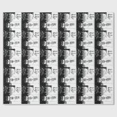 niedlicher Schneemann lächelt schwarz-weiß Weihnac Geschenkpapier (Flach)