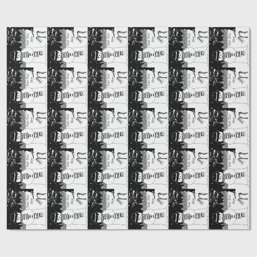 niedlicher Schneemann lächelt schwarz-weiß Weihnac Geschenkpapier (Flach)