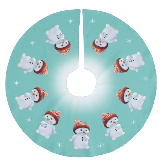 Niedlicher Schneemann mandala & Schneeflocken auf Polyester Weihnachtsbaumdecke (Vorderseite)