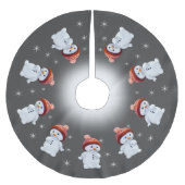 Niedlicher Schneemann Mandala & Schneeflocken auf Polyester Weihnachtsbaumdecke (Vorderseite)