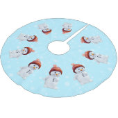 Niedlicher Schneemann Mandala & Schneeflocken Polyester Weihnachtsbaumdecke (Schrägansicht)