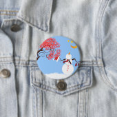 Niedlicher Schneemann mit Blick auf den Mondknopf Button (Beispiel)