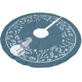 Niedlicher Schneemann mit einfachem weißem botanis Polyester Weihnachtsbaumdecke (Schrägansicht)