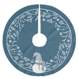 Niedlicher Schneemann mit einfachem weißem botanis Polyester Weihnachtsbaumdecke