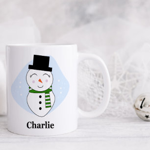Niedlicher Schneemann mit Green Scarf Weihnachtsfe Kaffeetasse