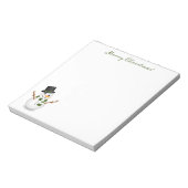 Niedlicher Schneemann mit grünem, fröhlichen Weihn Notizblock (Rotiert)