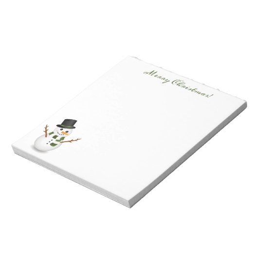 Niedlicher Schneemann mit grünem, fröhlichen Weihn Notizblock (Rotiert)