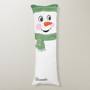 Niedlicher Schneemann mit grünem Scarf und Hut Seitenschläferkissen