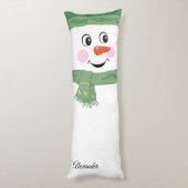 Niedlicher Schneemann mit grünem Scarf und Hut Seitenschläferkissen (Rückseite (Vertikal))