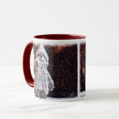Niedlicher Schneemann mit Laterne im Schneefall Tasse (Vorderseite Links)