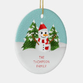 Niedlicher Schneemann mit personalisierbarem Namen Keramikornament (Rechts)
