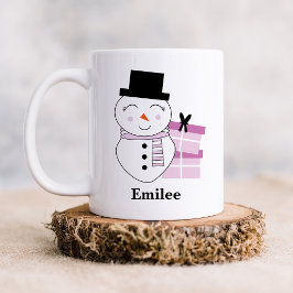 Niedlicher Schneemann mit rosa Weihnachtsgeschenke Kaffeetasse