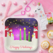 Niedlicher Schneemann mit Rot und Lila Pappteller (Party)