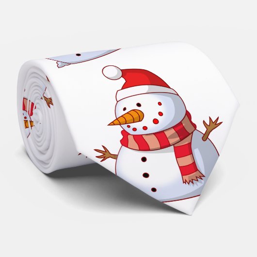 Niedlicher Schneemann mit rotem Hut mit rotem Scha Krawatte (Gerollt)