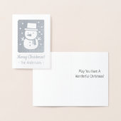 Niedlicher Schneemann mit Scarf Silver Foil Weihna Folienkarte (Anzeige)
