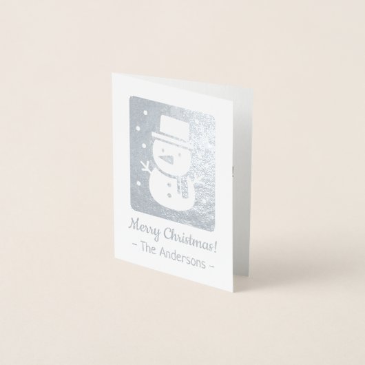 Niedlicher Schneemann mit Scarf Silver Foil Weihna Folienkarte (Vorderseite)