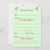 Niedlicher Schneemann mit schneebedecktem Strumpf  Einladung (Rückseite)