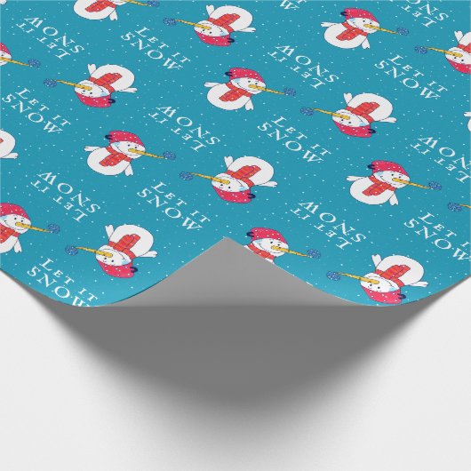 Niedlicher Schneemann mit Schneeflocke Lassen Sie  Geschenkpapier (Ecke)