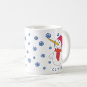 Niedlicher Schneemann mit Schneeflocke Zeichnend K Kaffeetasse (VorderseiteRechts)