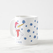 Niedlicher Schneemann mit Schneeflocke Zeichnend K Kaffeetasse (Vorderseite Links)