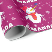 Niedlicher Schneemann mit Schneeflocken Kinder Wei Geschenkpapier (Rolleneckpunkt)